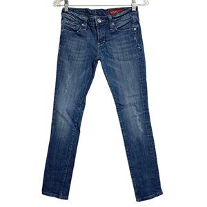 Yaso Womens Denim Skinny Jeans Size 0/25 Low Rise Classic Blue Distressed Stretc